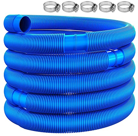 Wlauqueta Poolschlauch 6, Durchmesser 32 mm, mit Klemmschelle, Poolreinigungswerkzeug für Ersatzschlauch, Blau