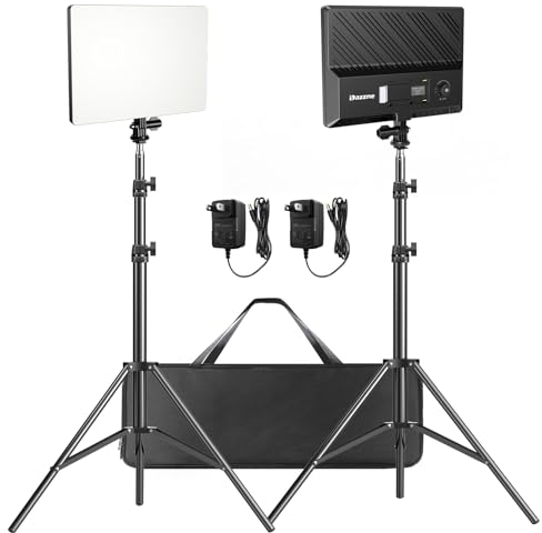 Dazzne D30 LED Videolicht und 2-Meter-Ständer, 2 Packungen 2500K-6500K zweifarbige dimmbare Fotografie Licht, CRI 96+ Videografie Beleuchtung für Videoaufnahmen/Spiele/Live-Stream/Studio/Film