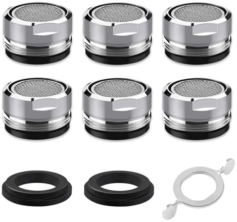 Wasserhahn Sieb, XIATIAN Perlatoren für Wasserhähne, Strahlregler M24 Perlatoren, 6 Stück Wasserhahn Aufsatz Außengewinde mit Edelstahlfilter und Verchromten Mischdüsenschlüssel, für Wasserhähne