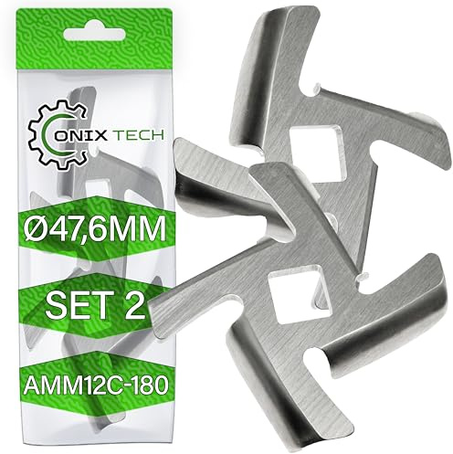 2 Pièces Couteau pour Hachoir a Viande Electrique Ø47,6 mm en Acier Inoxydable avec Code Original AMM12C-180 pour Panasonic - Garantie de 5 Ans - ONIX TECH