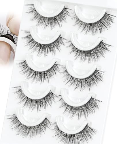 EMEDA Natürlich Selbstklebende Wimpern 5 Paar Falsche Wimpern Flauschige Wiederverwendbare KüNstliche Wimpern No Glue Need Fake Lashes (EMEDA-BB)