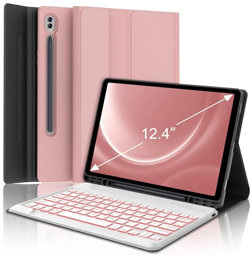 Tastatur für Samsung Galaxy Tab S10+ 2024/S9 FE+/S9 Plus 12.4, Roségold