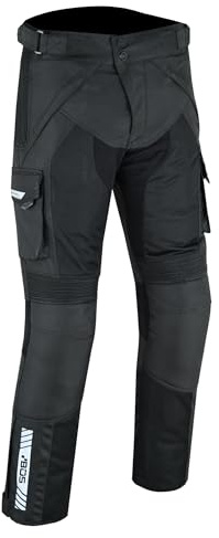 BOSmoto Textilhose für Motorradfahrer,Herren Motorradhose mit abnehmbaren Protektoren und wasserabweisendem Futter Motorrad Biker Hose (DE/NL/SE/PL, Alphanumerisch, L, Regular, Regular, Black)
