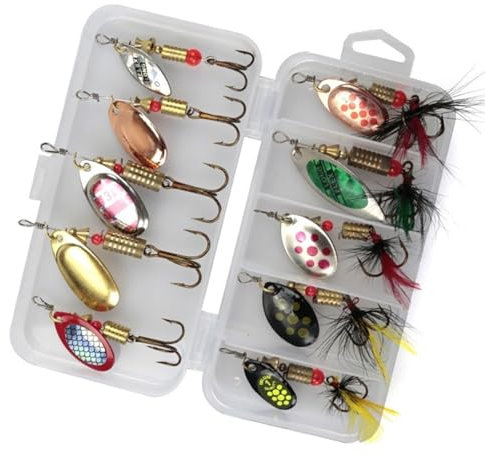 Esche rotanti in metallo, esche da pesca in mare, 10 pezzi di cucchiai con paillettes for lanciare i pesci