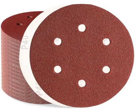 Sztaoip 70 Stück Schleifpapier 150mm Klett, Körnung 40 Profi Exzenterschleifer Schleifscheiben Set mit 6 Loch für Holz Metall und Lack