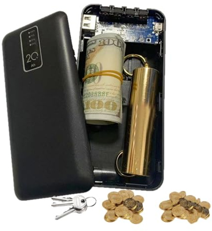 Power Bank Diversion Safe, scomparto nascosto – Conservazione portatile per contanti, gioielli e chiavi, design realistico del caricatore USB, ideale per viaggi, casa, sicurezza antifurto
