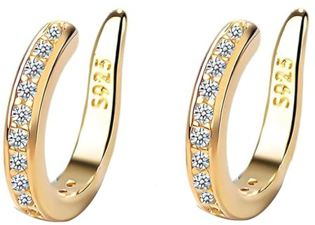 Fixura Ear Clips - Fixura, Zafiller Ear Clip, Ear Corrector Clips, Thin Chunky Ears Cuffs Non Piercing for Women (Gold)