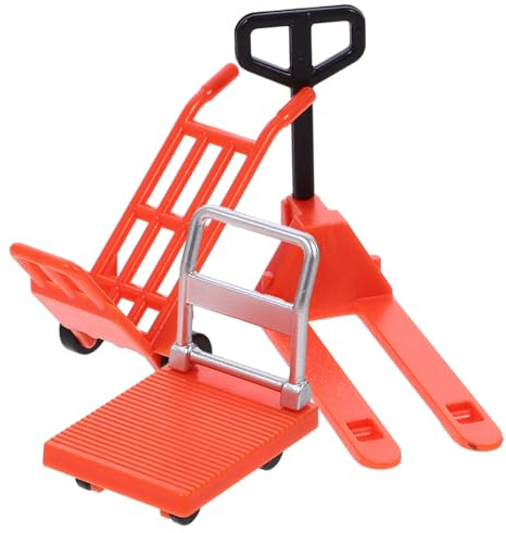 Parliky Miniature Chariot À Main et Mini Chariot Élévateur de Construction pour Garçon Fille Modèle de Plate Forme Portable Orange Jeu Éducatif de Circulation Routière