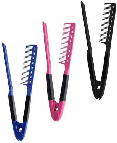Benaewa 3 Pcs Straightening Comb, Heat-resistant V Hair Styling Comb for Beginners, Professionals