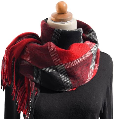 Damen Schal, Winterschal Damen Kuschelig, Damen Schal Mit Fransen Bunt Kariert Für Herbst Und Winter