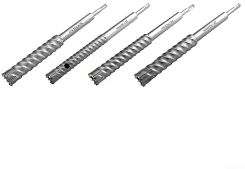 Broca de martillo giratorio resistente con cuatro puntas de carburo de hoja para un alto rendimiento para perforación de hormigón y piedra, compatible con la mayoría de taladros de martillo giratorio