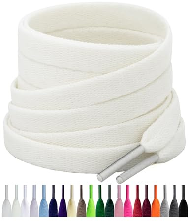Puzeam 2 Pares de 8 mm Cordones Planos para Zapatillas Deporte, Sneakers | Cordón para Zapatos de Deportivos, Runnings, Botas