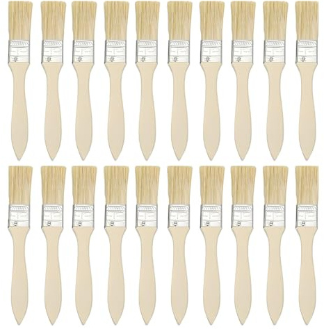 20 Pcs 1 Inch Paint Brush Set, 1 Inch Paint Brushes Pack | Cheap Paint Brushes, Hog Bristle Small Paint Brushes – Wood Paint Brush & Varnish Brush for Home DIY & Professional Projects