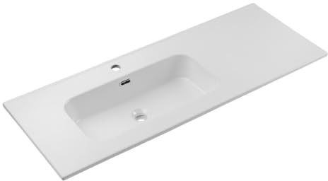 Meublorama Lavabo da incasso Essen 120 cm in ceramica bianca lucida offset sinistra
