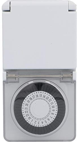 UNITEC timer diurno, meccanico, per uso esterno IP44, analogico, bianco, intervalli di 30 minuti regolabili, mini