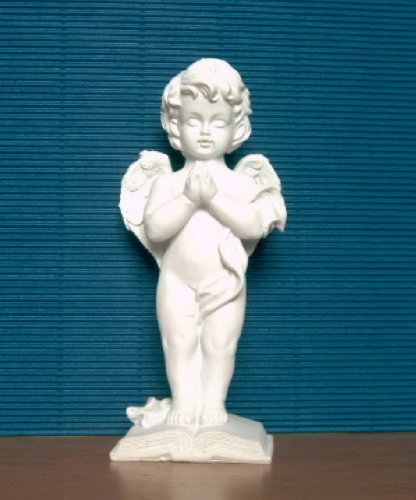 Klp Engel stehend auf einem Buch Dekoengel Schutzengel Engelfigur Dekofigur Skulptur Weiss matt Figur Deko