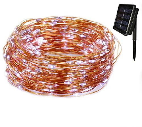 Tuokay Solar Lichterkette Außen, Kupferdraht 20m 200 LED 8 Modi (Weiß) | Wasserdicht LED Außenlichterkette, Dekorative Beleuchtung für Garten Terrasse Rasen Zaun Fest Deko