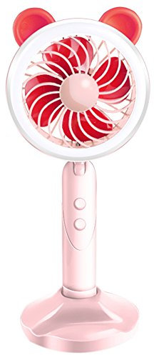 Mini Handheld Fan, Fill Light Fan, Mobile Phone Holder, Portable USB Fan with Dock, Multi Use Rechargeable Desktop Fan for Office, Outdoor, Camping, Beach etc, Personal Travel Accessories (Pink)
