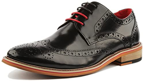 Justin Reece Lederschuhe mit Brogue-Detail, Schwarz - Schwarz - Größe: 42 2/3 EU