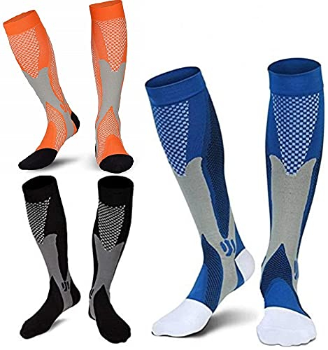 feifanshop 3 Paar Kompressions-Thrombose-Stütz-Strümpfe Damen und Herren Compression Socks für Sport Flug Laufen Reisen Verbesserung der Durchblutung