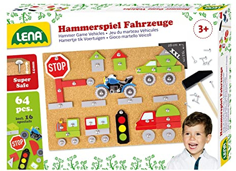 LENA - Veicoli Sughero Base Piatto per 3+ Anno Figli, Multicolore
