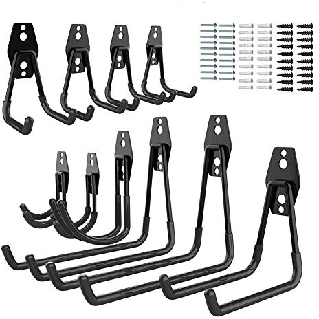 Cozywind Gancho para Colgador de Garaje 10 Piezas Gancho pared Garaje Metal Ganchos Doble de Pared Resistentes Gancho Colgar Escalera en Pared Ganchos de Almacenamiento para Garaje