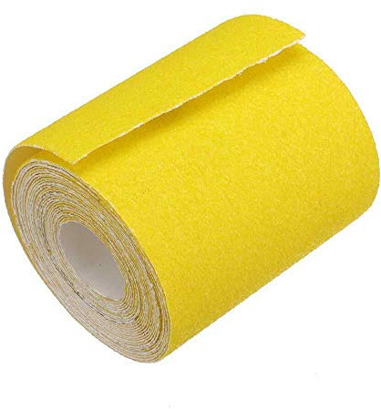 Vogueing Tool rollos de papel de lija de óxido de aluminio, rollos de óxido para quitar pintura, bordes de plumas ásperas, imprimación y lijado de metal, amarillo