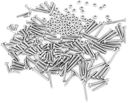 Edelstahl-Sechskantschrauben 210 Stück/Set M2,5 x 8-20 mm Rundkopfschrauben und -muttern Sechskantschrauben Muttern Set für Arbeiter Heimwerker mit Koffer