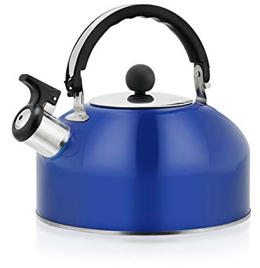 Bouilloire Théière Sifflante 3 Litres?Théière Pour Induction Avec Poignée Ergonomique,Tous Feux Dont Induction (Bleu marin)