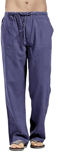 Pantalons Homme en Coton Yoga Pants de Sportif Léger Confortable Respirant Elastique Jambe Large Casual Décontracté Eté