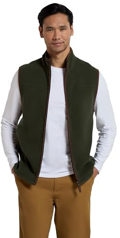 Mountain Warehouse Rove Mens Fleece Gilet - Lightweight Bodywarmer, Breathable & Antipill Microfleece, 2 Front Pockets - Best for Spring Summer, Outdoors, Walking Khaki M