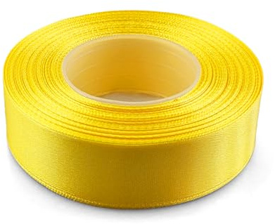Netuno 1 x satinband gult 25 mm x 32 m band presentband färgat dekorband gult tygband satinrulle satinband gul rosett gåva förpackning satinband rulle gul ribbon silke