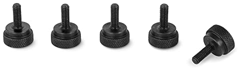 PrecisionGeek Moleté Pouce vis/Vis d'épaule Acier Noirci M4 x 10mm L-17mm Lot de 5