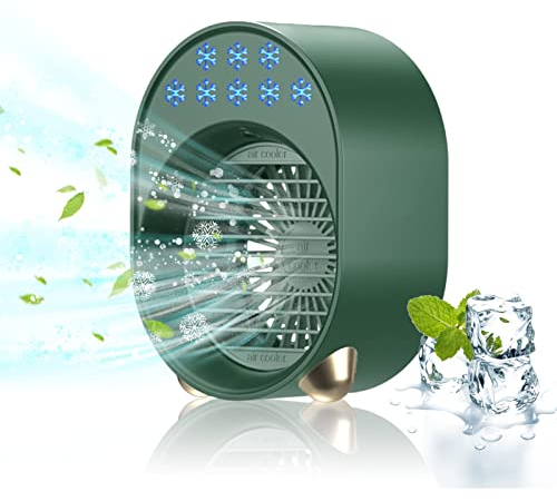 Luftkühler mit Verdunstungskühlung, Mini Klimaanlage Akku Portable, Mini Ventilator USB 4 in 1, Mobile Klimagerät ohne Abluftschlauch Leise Klimaanlage Mobil Klimagerät Conditioner Air Purifier (Grün)