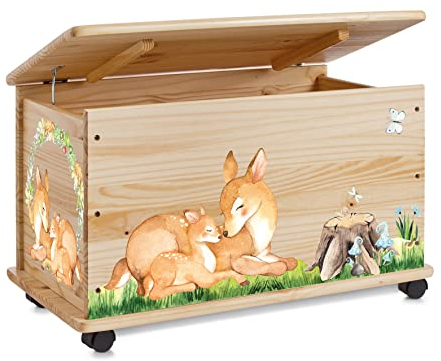 Farbklecks-Collection Spielzeugkiste Reh - Spielzeugkiste Holzkiste Kinderzimmer Deko personalisierbar