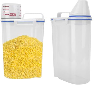 2Pcs Rice Storage Container Rice Cereal Flour Box Airtight Dry Food Storage Containers Plastic Rice Dispenser Transparent Rice Storage Bin for Kitchen Dry Food