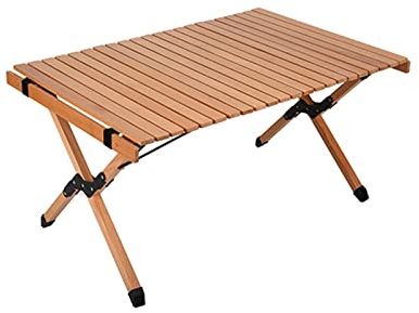 LKYJD Klappbarer Campingtisch, tragbarer Rolltisch, Picknicktisch aus Holz mit einfacher Tragetasche for Strand, Camping, Picknicks(Beech Wood,90x60cm)