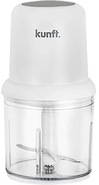 Kunft Mini Picadora Eléctrica de Alimentos, 300 W, Capacidad 500 ml, 2 Cuchillas de Acero Inoxidable, Picadora Multifunción, Color Blanco