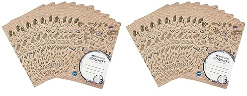 Landre Schulheft A4 Recycling, 16 Blatt, Lineatur 3, liniert, 10 Stück (Packung mit 2)