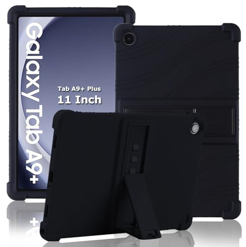ATOOZ for Samsung Galaxy Tab A9 Plus/A11 Plus Case 11 Inch 2023 2025,Black | Soft Silicone Kids Case for Samsung A11+/A9+ Tablet 11 Inch (SM-X236B/SM-X210/X216/X218) with Stand