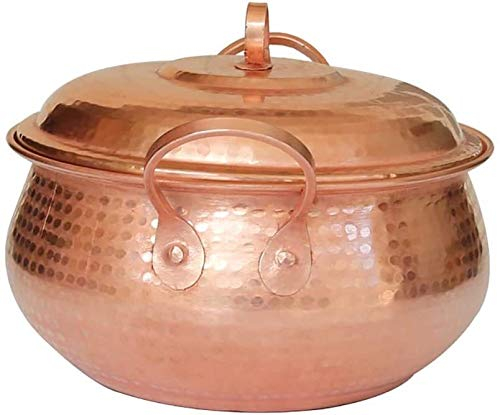 YIHANSS Tontopf, Keramik-Eintopf, Auflauf, handgefertigter Kupfer-Suppentopf, Suppentopf, Eintopf-Auflauf mit Deckel, offenes Feuer, Kochgeschirr (Farbe: 4,75 Quart)