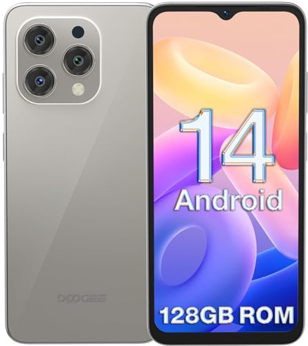 DOOGEE N55 Telephone Portable Android 14, 9GB + 128GB,1TB TF Octa Core, 6,56 HD/90 Hz, 5150mAh 10W Charge, Caméra AI 13MP Smartphone Pas Cher, Face ID/OTG/Widevine L1/Dual Nano 4G SIM