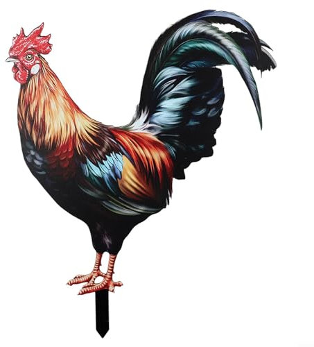 HEBEOT Statue di gallo Decorazione da giardino Pollo Acrilico Esterno Giardino Spina A per Terra Per La Decorazione Del Giardino, Ornamento Della Cas