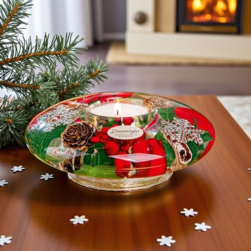 CULT at home Dreamlight Teelichthalter Deko Weihnachten – Traumlicht Teelichter Glas X Mas Snowflake Schneeflocke - Ø 12 cm Höhe 5 cm