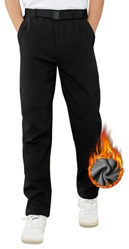 ATLASLAVA Skihose Herren Winter Softshellhose Wasserdicht Winterhose Warm Outdoorhose Wanderhose Schneehose Gefüttert Trekkinghose Schwarz S