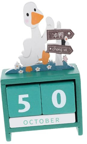 SEWACC Decoraciones De Calendario De Escritorio Madera Calendario Decorativo Hogar De Bloques De Dibujos Animados