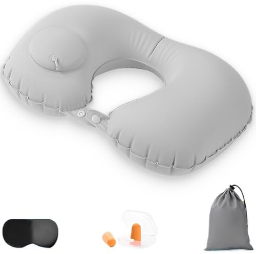 KOLZEMV Cuscino da Viaggio Cervicale Comfort Cuscino Memory Foam Poggiatesta Cuscino Cervicale da Viaggio per Auto, cuscino da viaggio, Viaggio con Maschera per gli Occhi e Tappi per le Orecchie