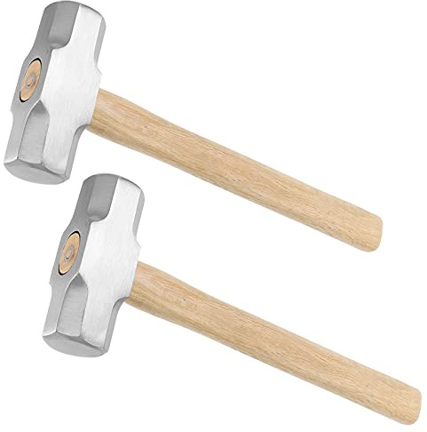 FAAING 2 Stück 1800g Fäustel Hammer, 1800 Gramm Vorschlaghammer Fäustel mit Holzgriff, Sledge Hammer 4 Lbs, 38cm Lang Schlittenhammer