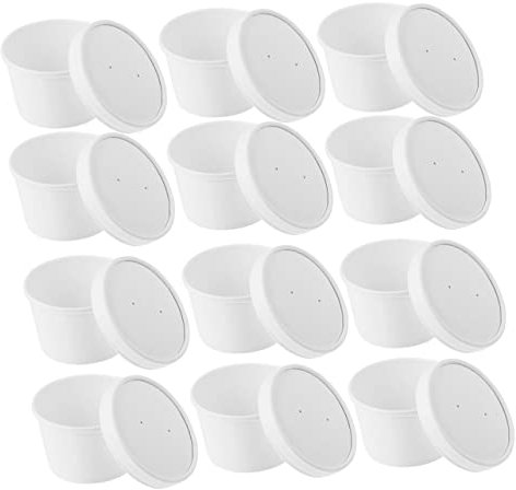 MAGICLULU 20sets Ice Cream Paper Cup Disposable Lid for Cold Soups and Ice Cream Treats