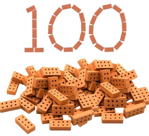 IKOPFLN 100 PCS Mini Brikés de construction, Red Miniatures 1:35 pour DIY Fairy Garden Dollhouse Decor